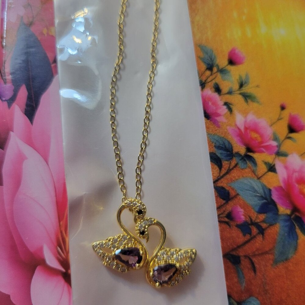 18K Gold Plated Swan Zircon Necklace
